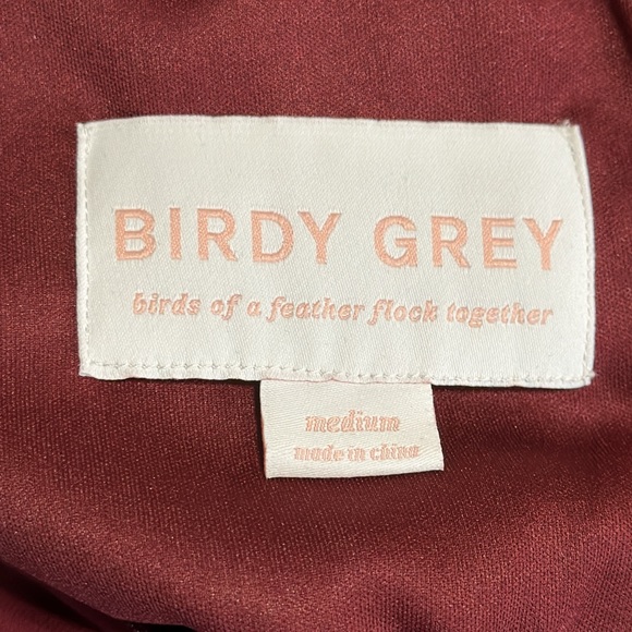 NWOT Birdy Grey Hannah Chiffon V-Neck Flutter Sleeve Dress in Cabernet - Picture 8 of 8